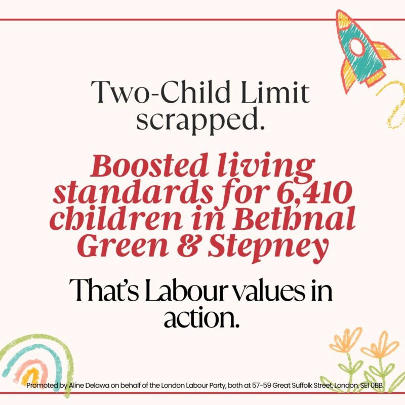 Two-Child Limit scrapped for 6,410 children in Bethnal Green & Stepney
