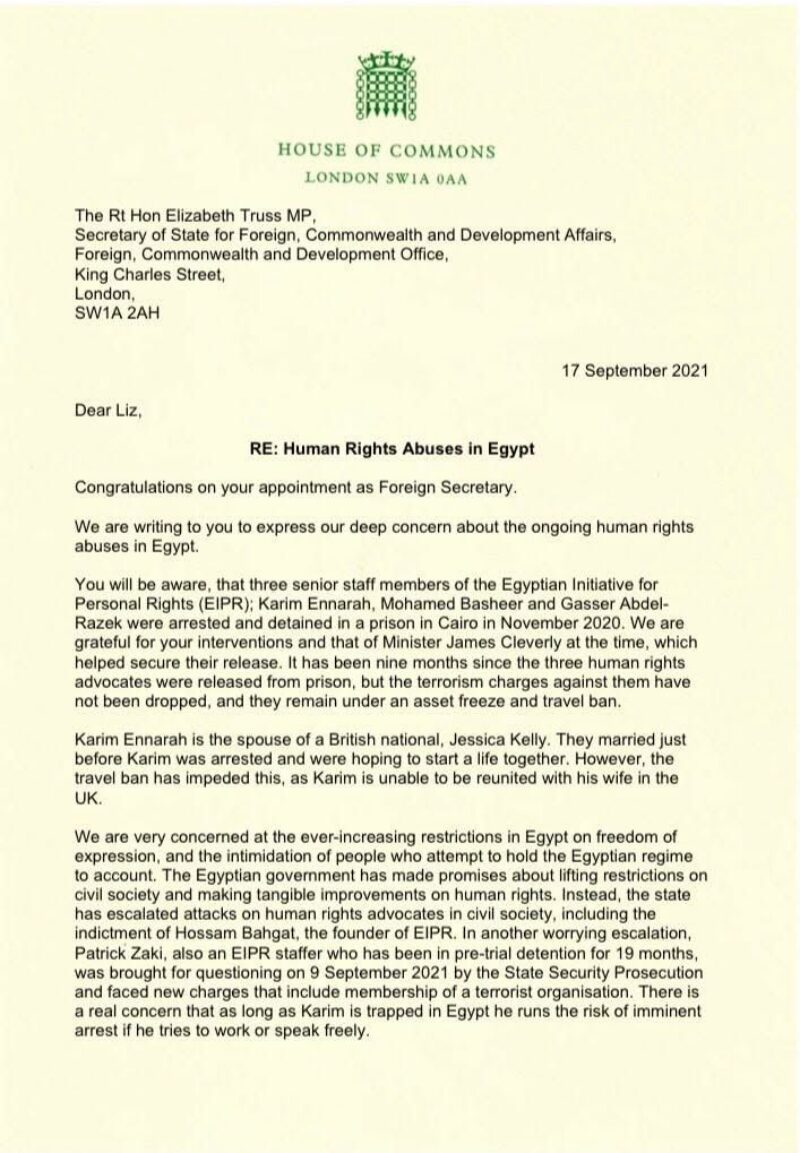 Rushanara Ali MP letter to the Foreign Secretary