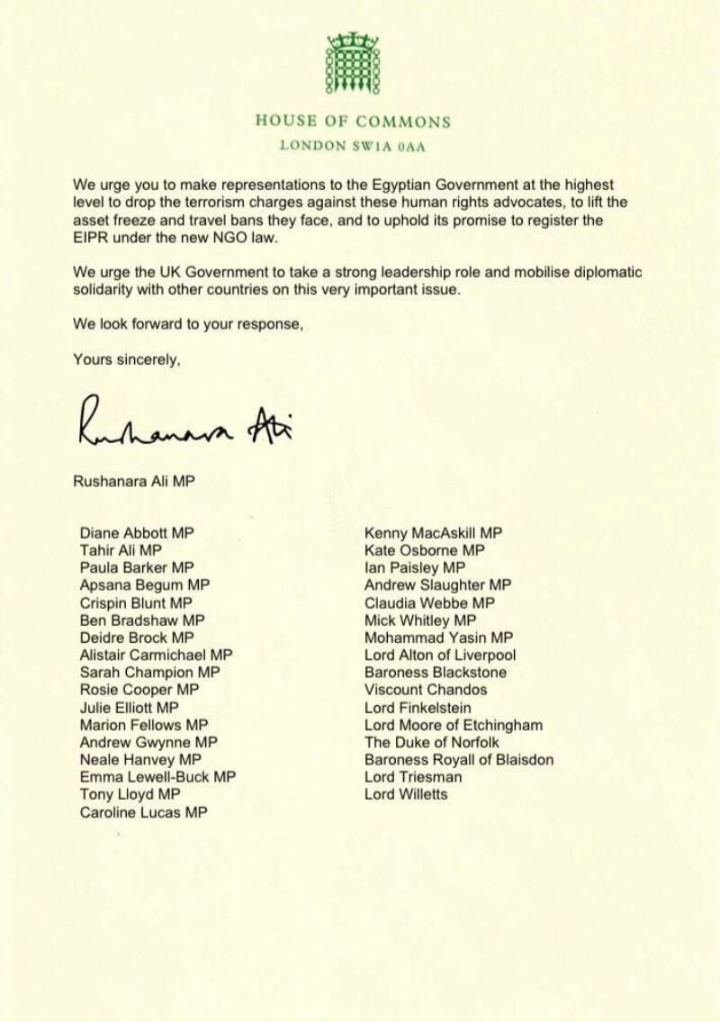 Rushanara Ali MP letter to the Foreign Secretary