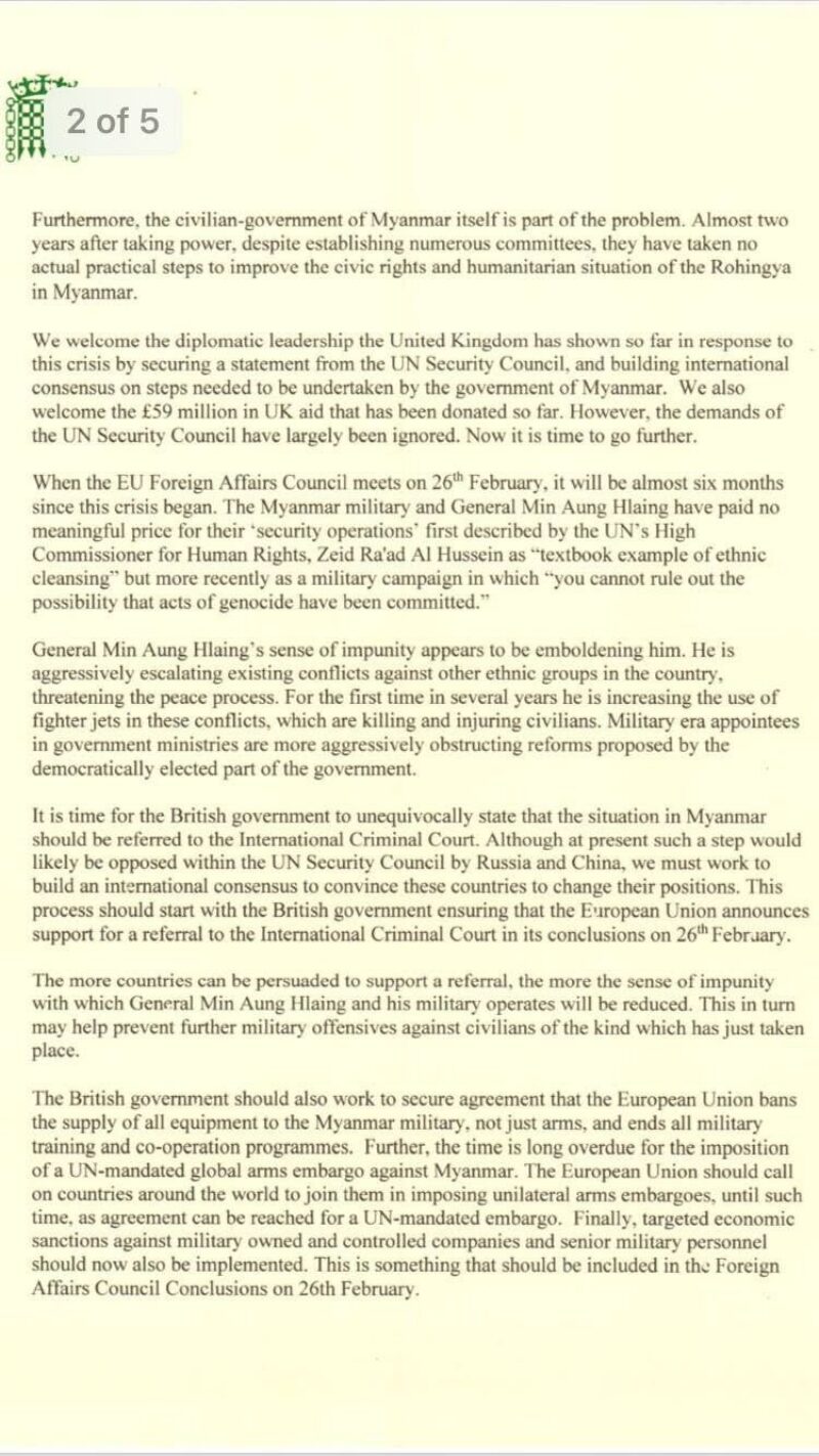 Letter to the Foreign Secretary