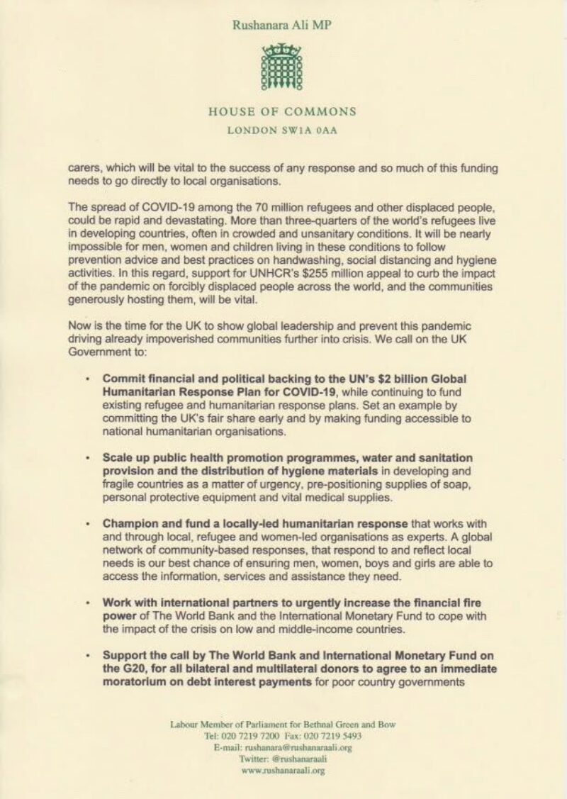 Letter to the Prime Minister