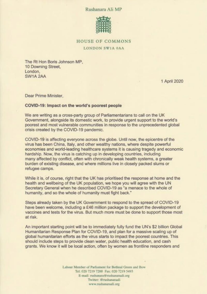 Letter to the Prime Minister