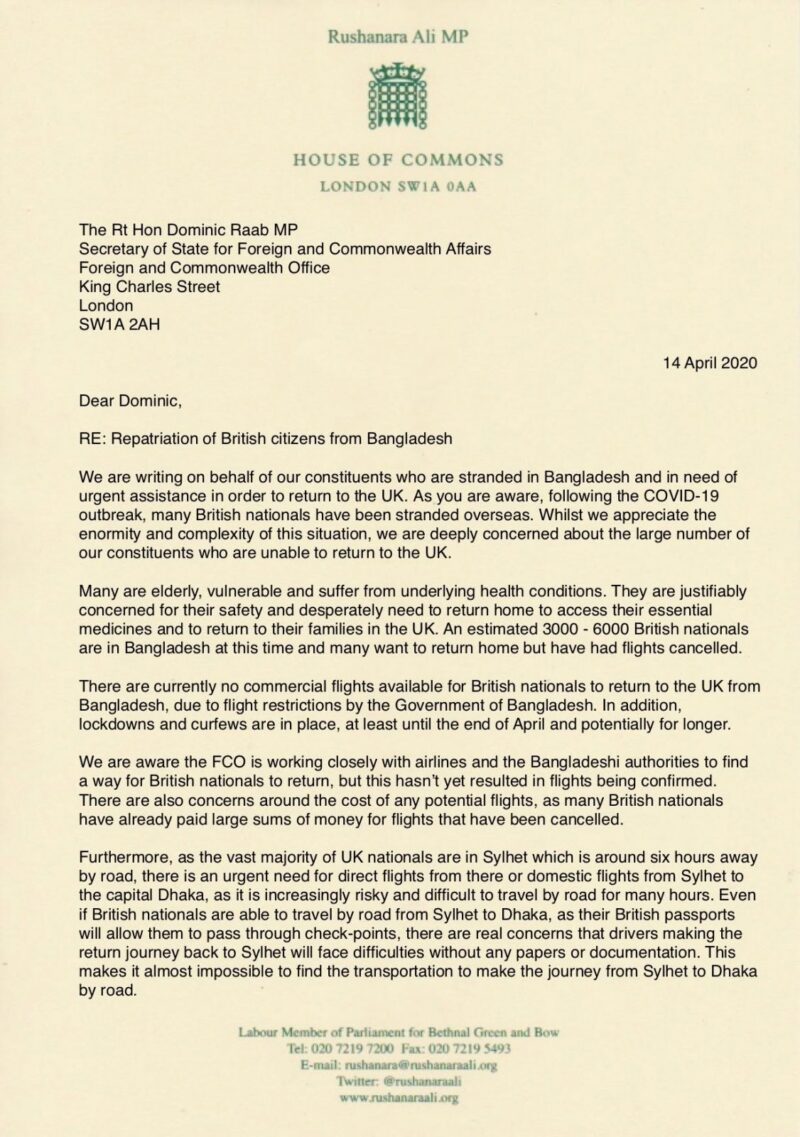 Letter to the Foreign Secretary