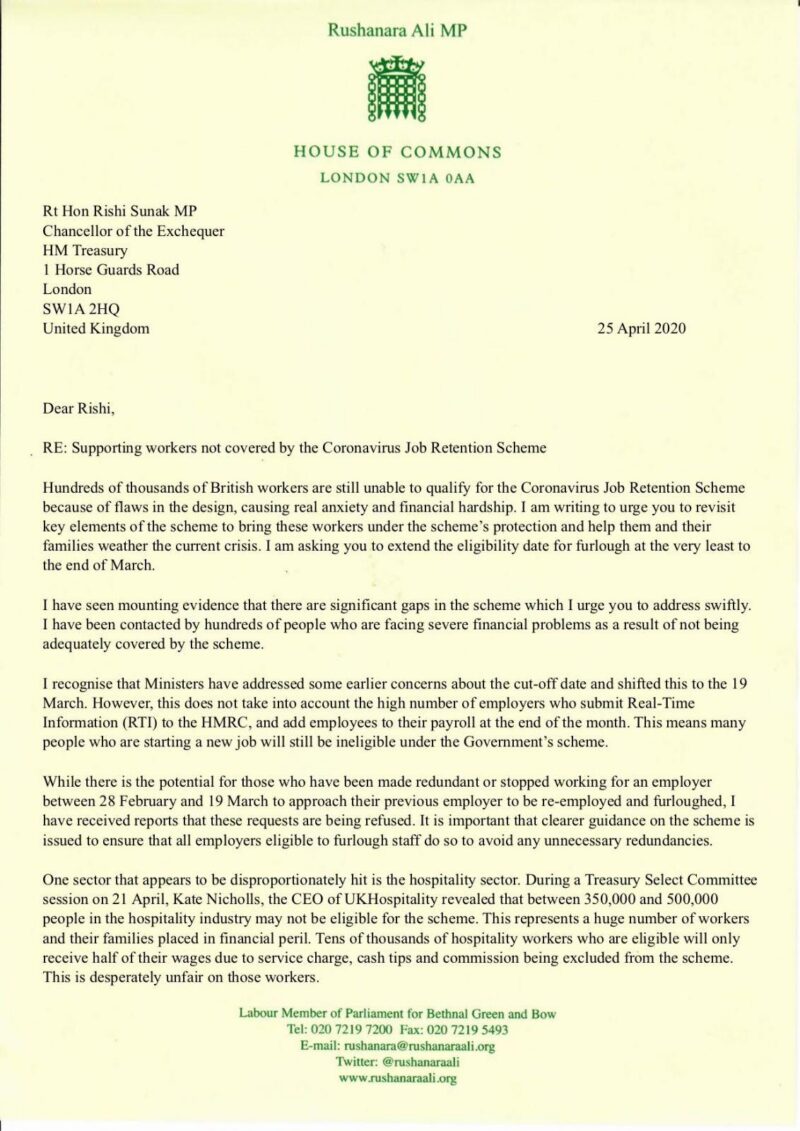 Letter to the Chancellor